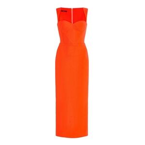 NWT Alex Perry Claron Crepe Midi Dress In Orange, Sz US 6